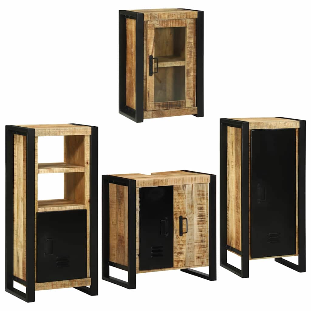 vidaXL Badkamermeubelset Wandgemonteerd 4 pcs Bruin Massief Mango Hout