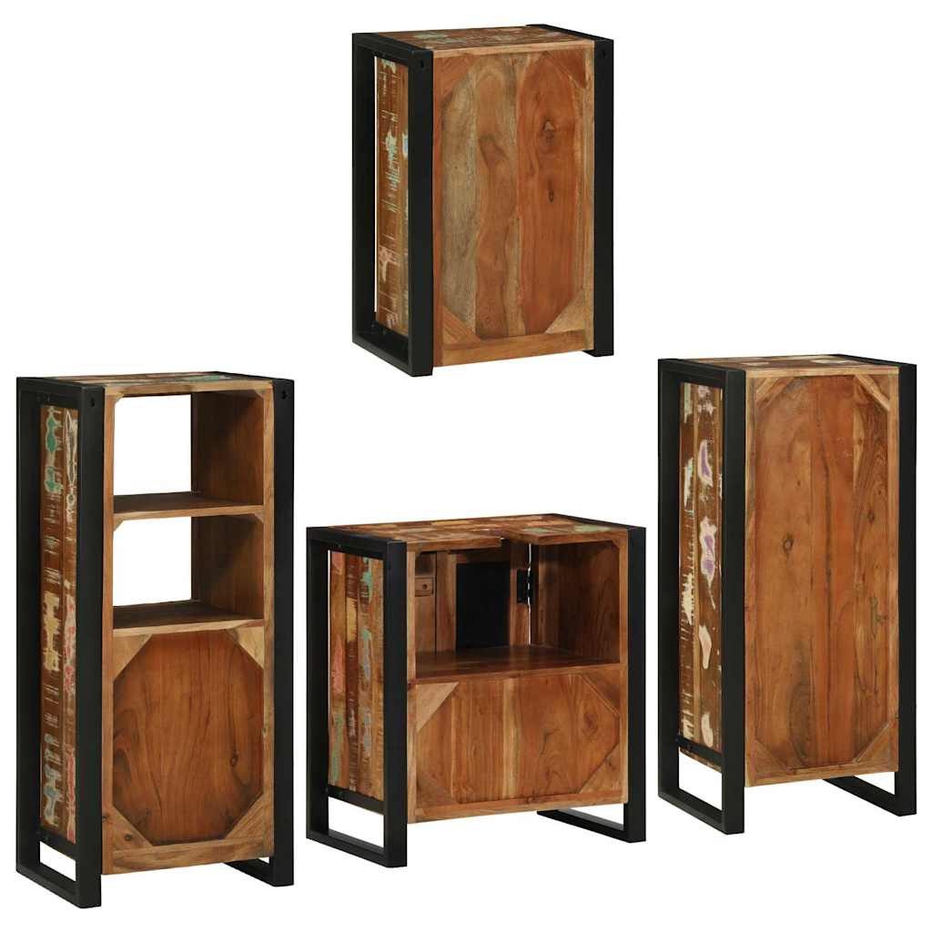 vidaXL Badkamermeubelset Wandgemonteerd 4 pcs Bruin Massief Mango Hout