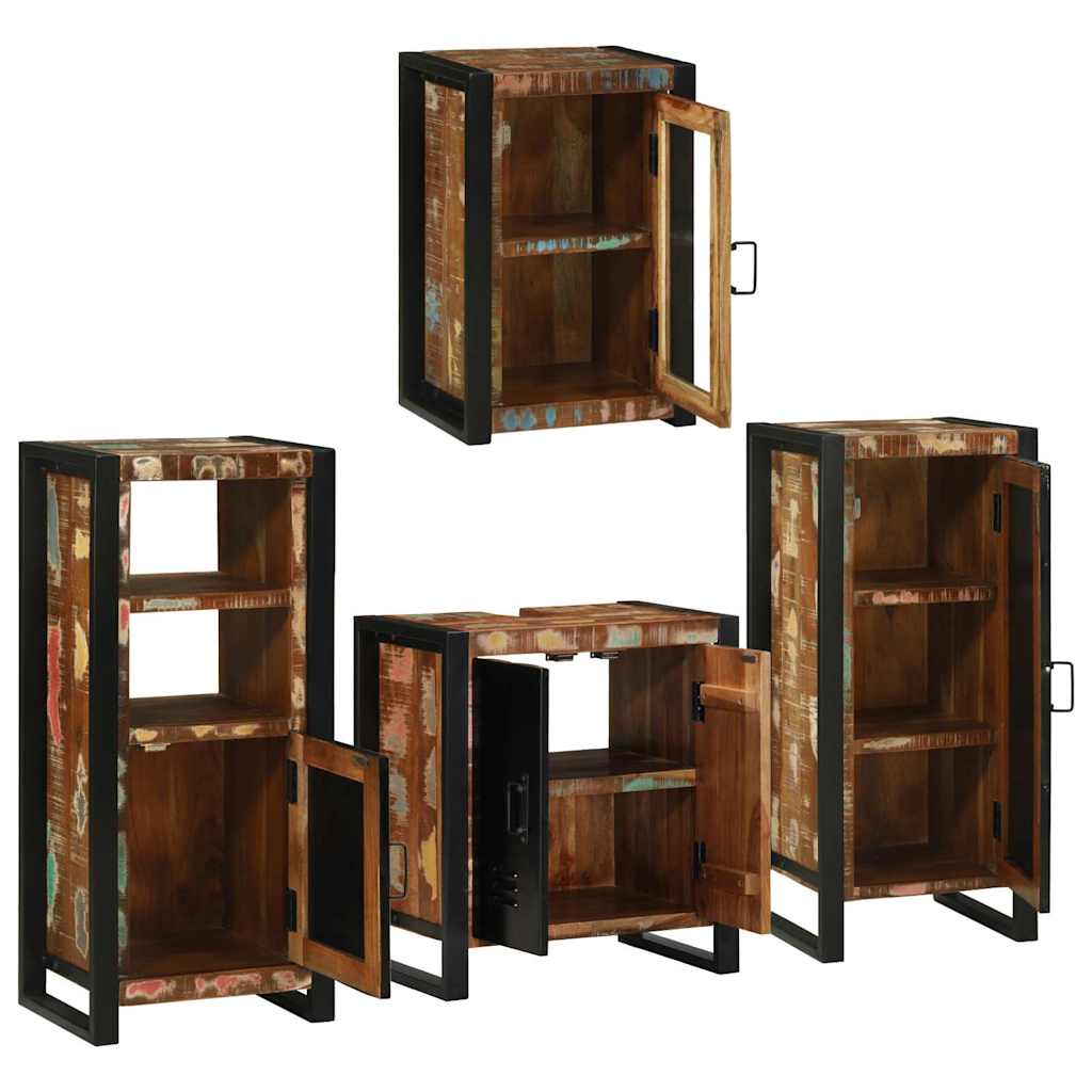 vidaXL Badkamermeubelset Wandgemonteerd 4 pcs Bruin Massief Mango Hout