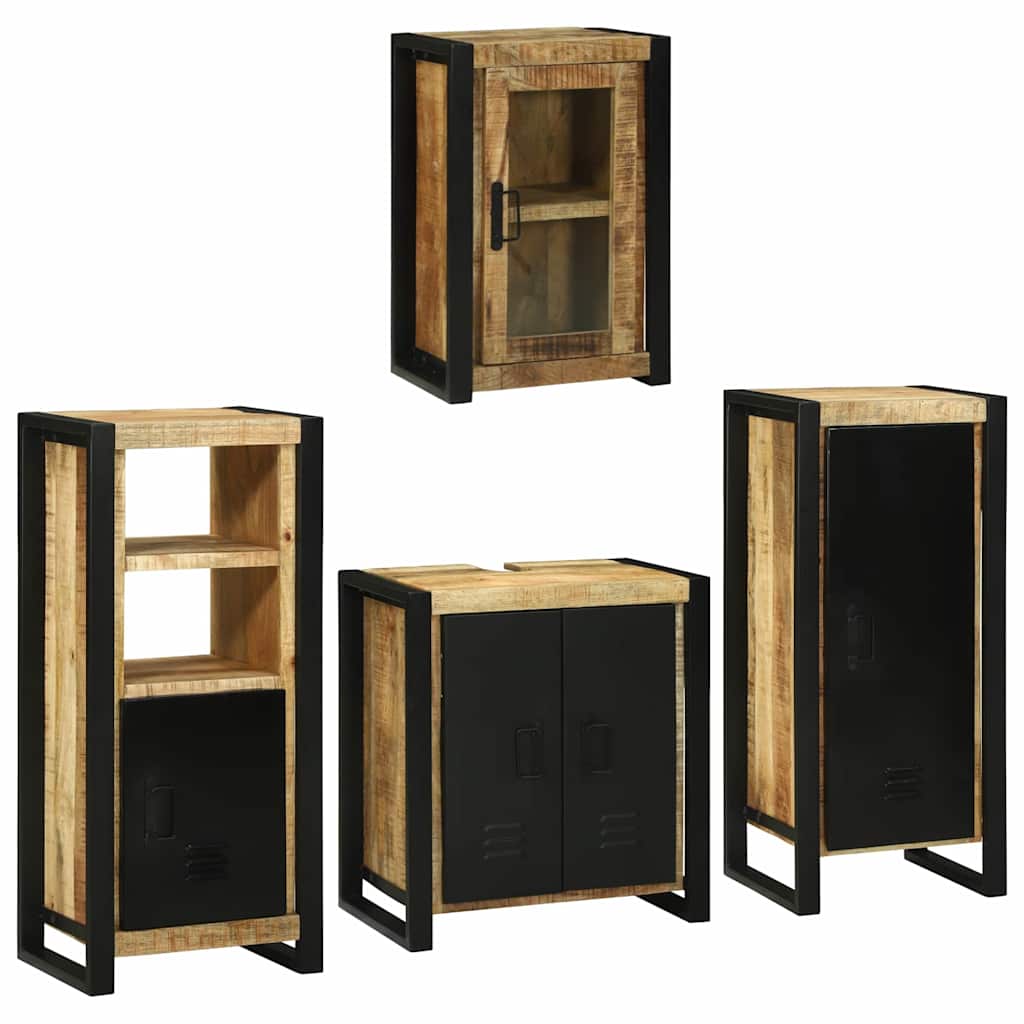 vidaXL Badkamermeubelset Wandgemonteerd 4 pcs Bruin Massief Mango Hout