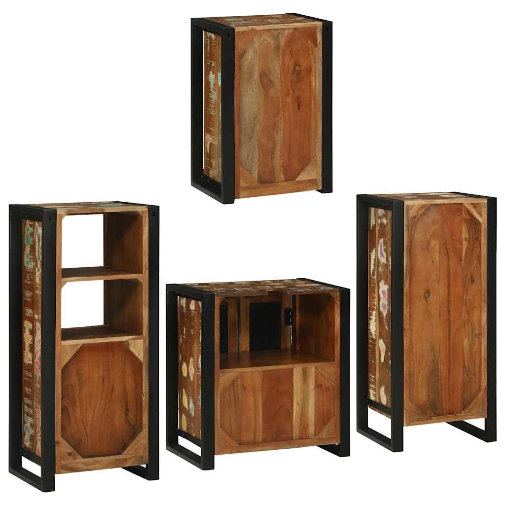 vidaXL Badkamermeubelset Wandgemonteerd 4 pcs Bruin Massief Mango Hout