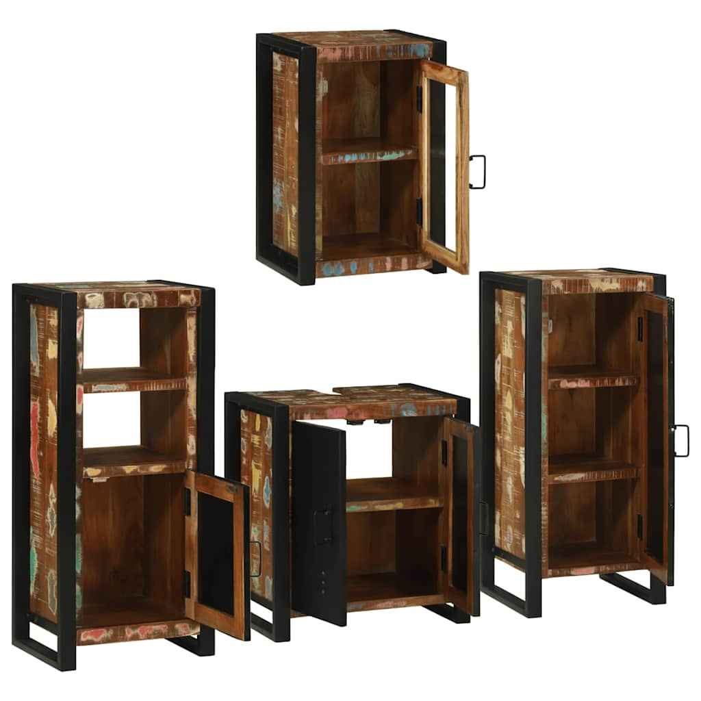 vidaXL Badkamermeubelset Wandgemonteerd 4 pcs Bruin Massief Mango Hout