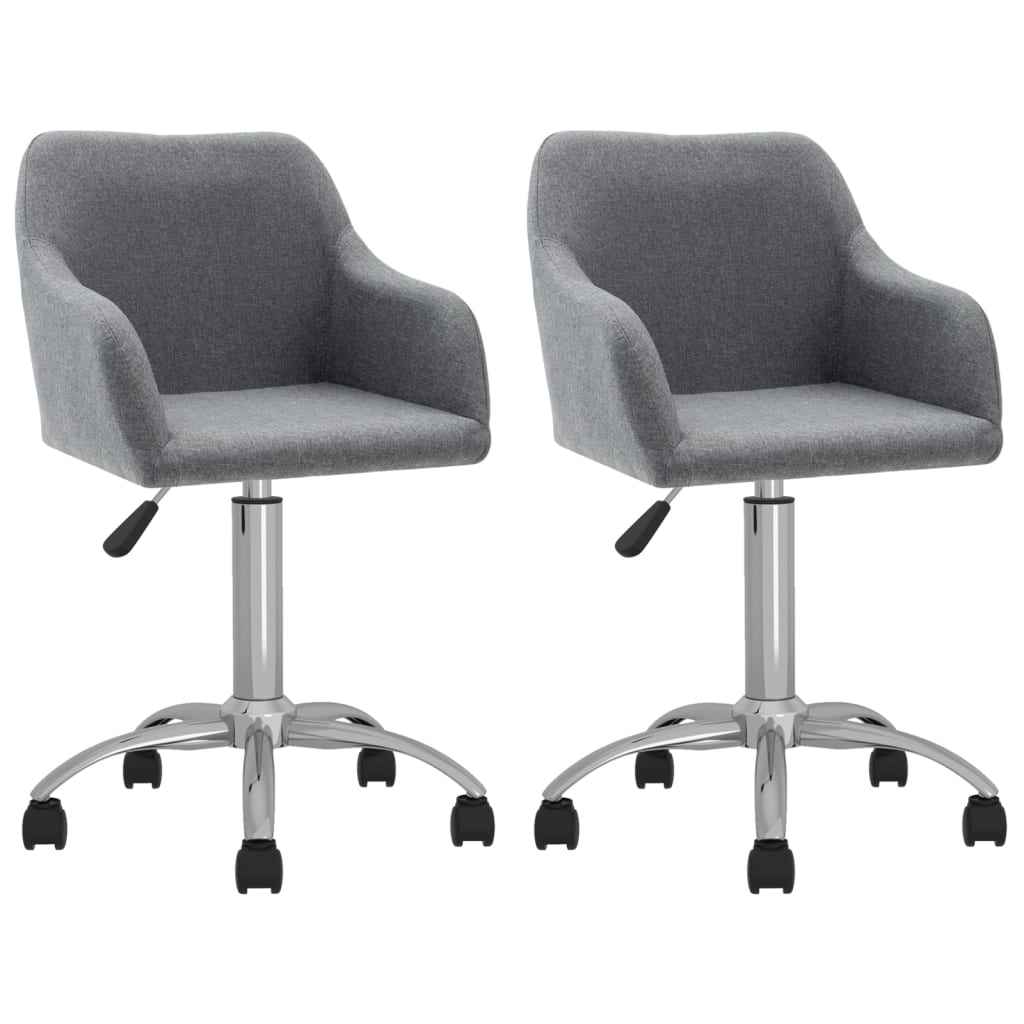 vidaXL Eetkamerstoelen draaibaar 2 st stof lichtgrijs