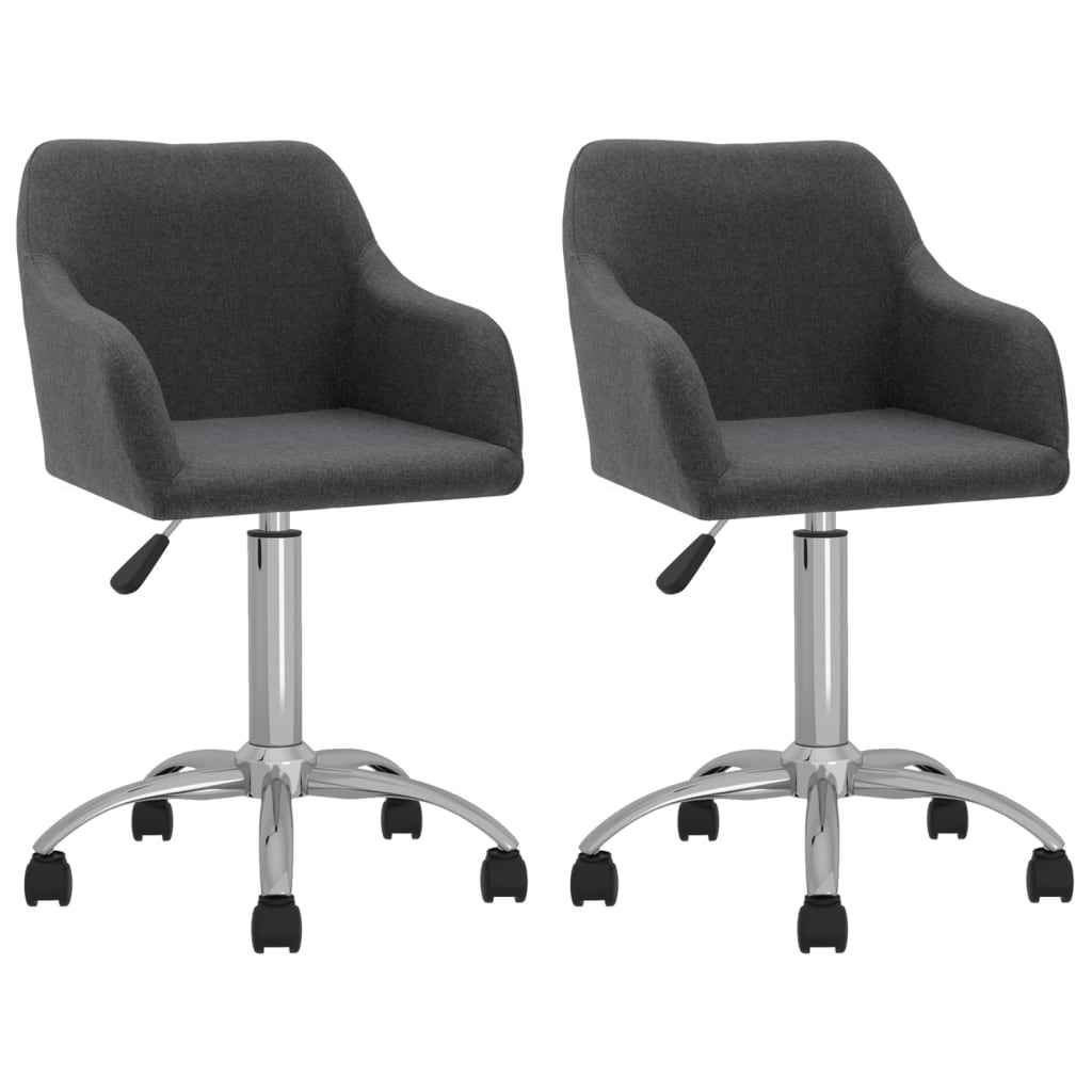 vidaXL Eetkamerstoelen draaibaar 2 st stof lichtgrijs