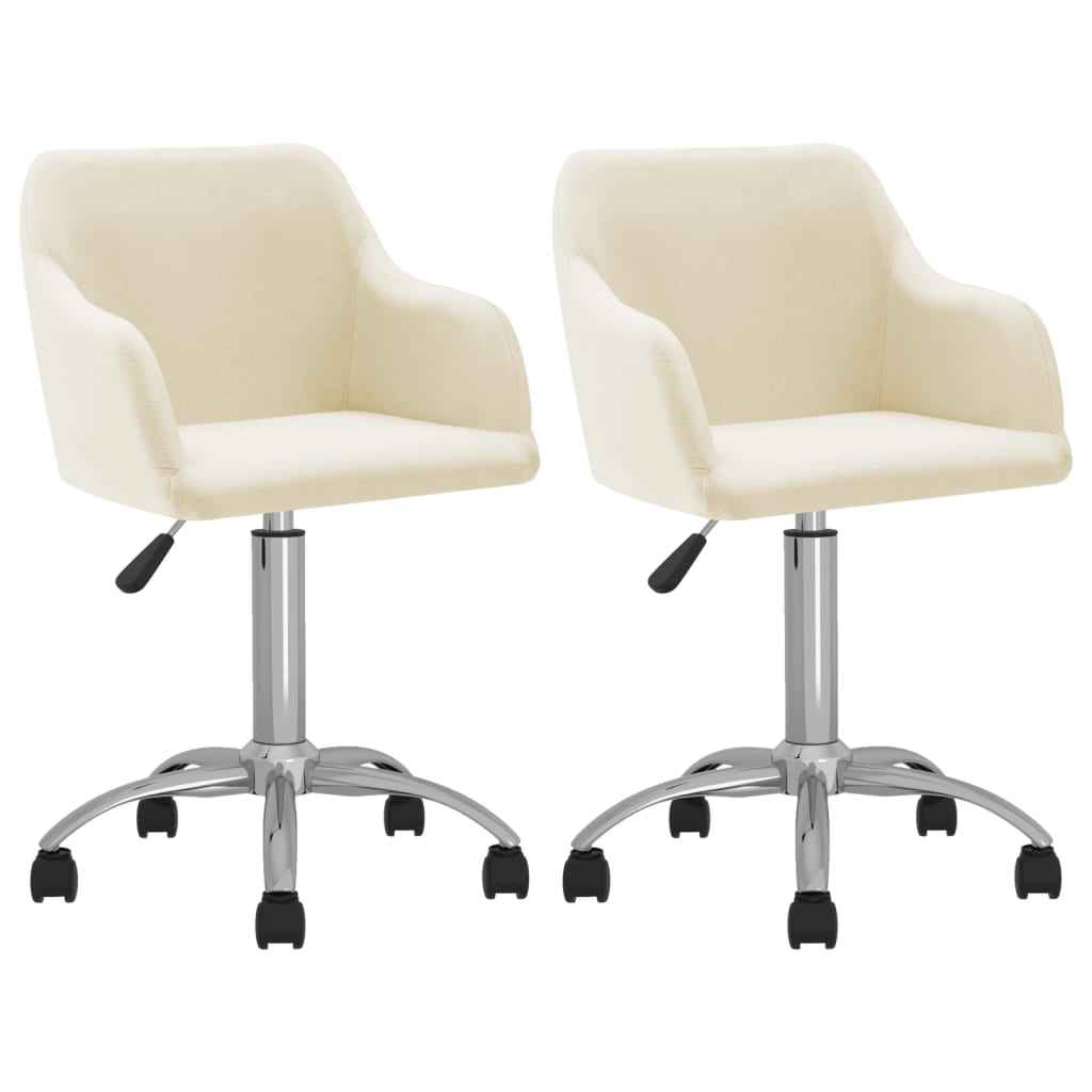 vidaXL Eetkamerstoelen draaibaar 2 st stof lichtgrijs