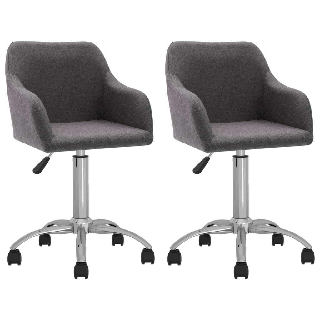 vidaXL Eetkamerstoelen draaibaar 2 st stof lichtgrijs