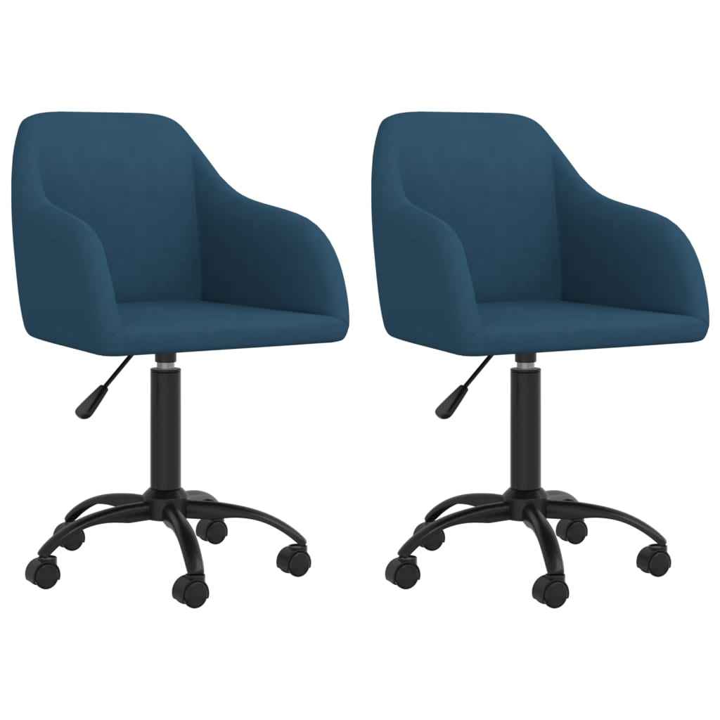 vidaXL Eetkamerstoelen draaibaar 2 st fluweel blauw