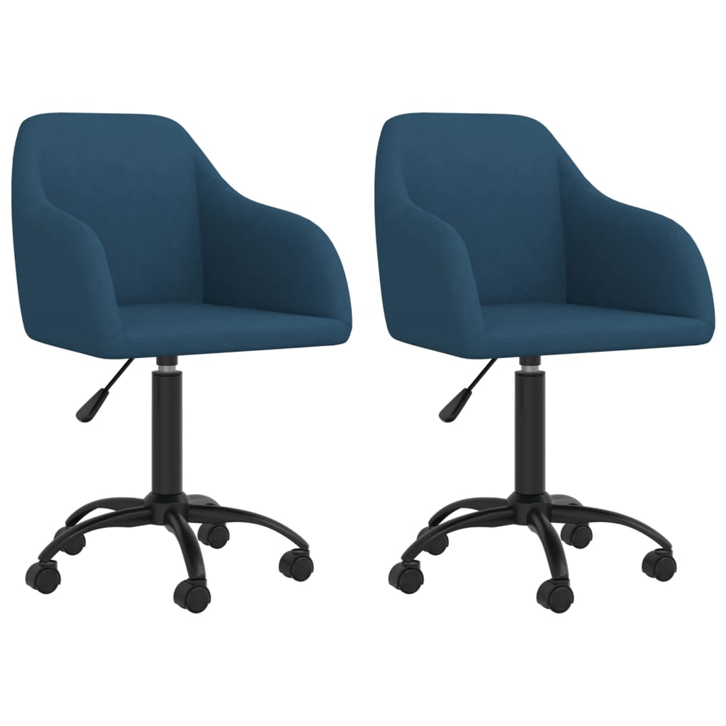 vidaXL Eetkamerstoelen draaibaar 2 st fluweel blauw