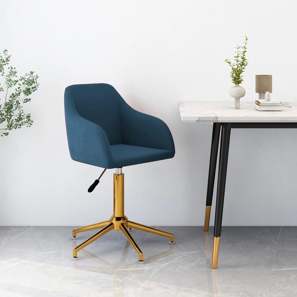 vidaXL Kantoorstoel draaibaar fluweel blauw