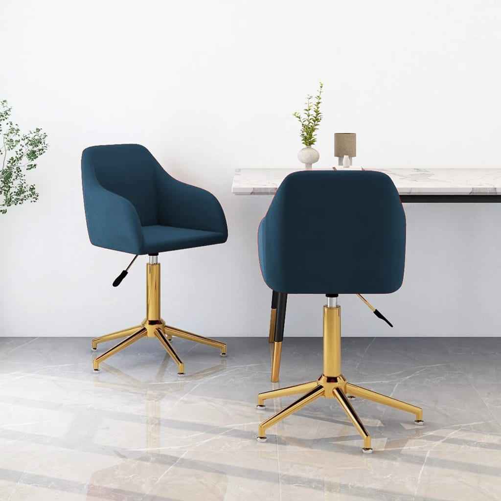vidaXL Eetkamerstoelen draaibaar 2 st fluweel blauw