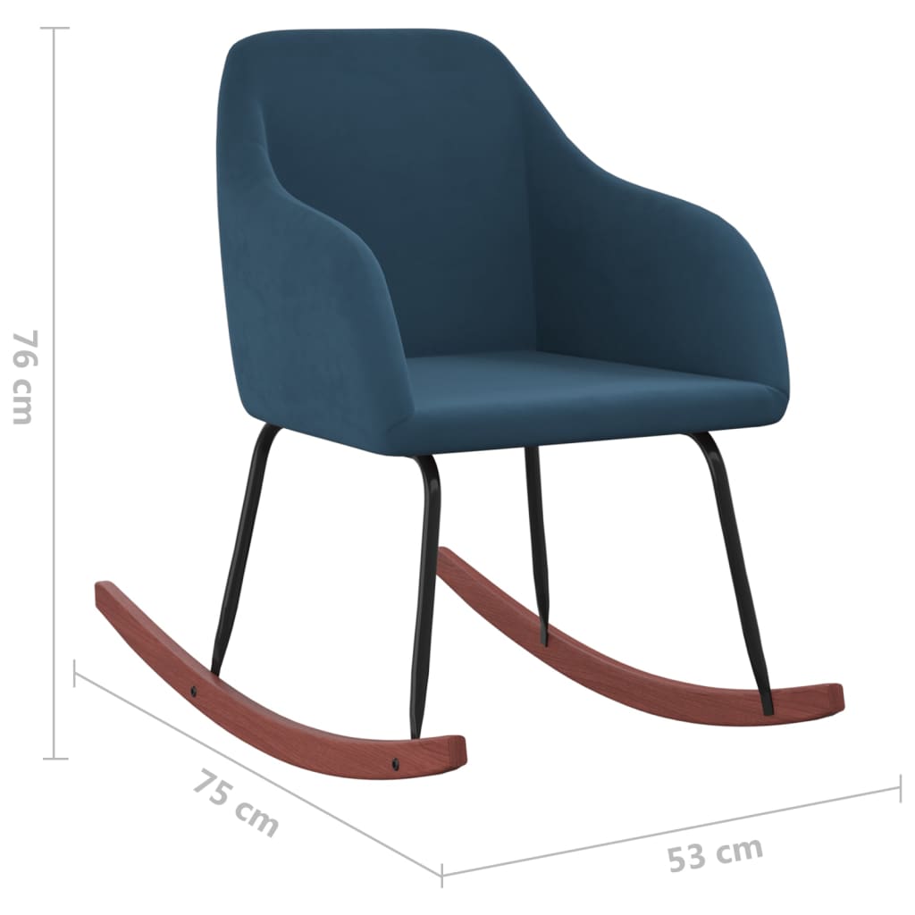 vidaXL Schommelstoel fluweel blauw