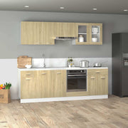 vidaXL 8-delige Keukenkastenset Lyon bewerkt hout sonoma eikenkleurig