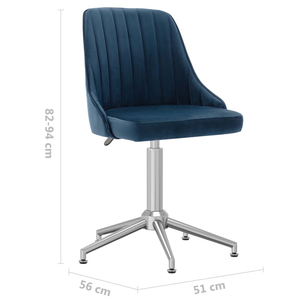 vidaXL Eetkamerstoel draaibaar fluweel blauw