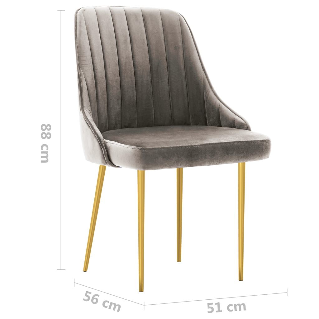 vidaXL Eetkamerstoelen 2 st fluweel lichtgrijs