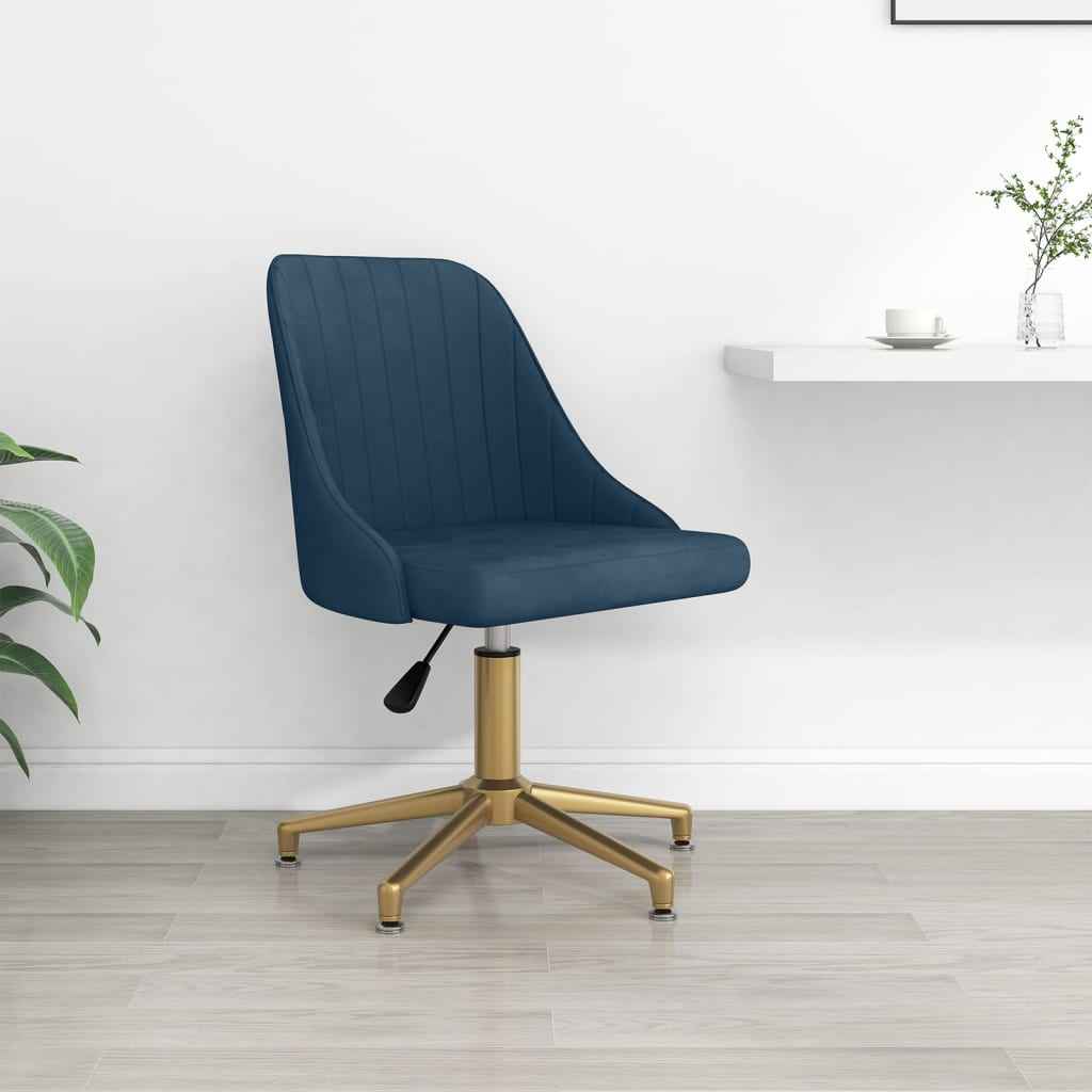 vidaXL Eetkamerstoel draaibaar fluweel blauw
