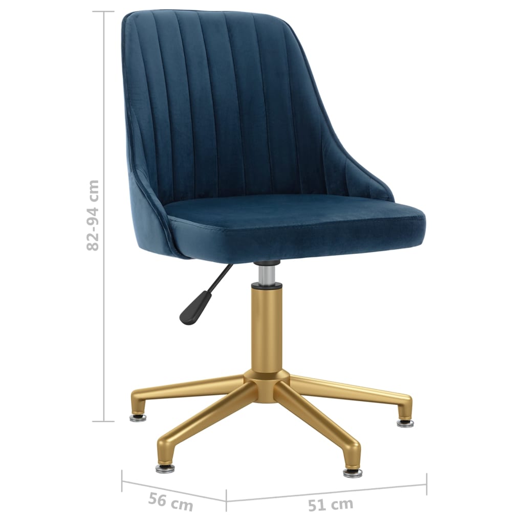 vidaXL Eetkamerstoel draaibaar fluweel blauw