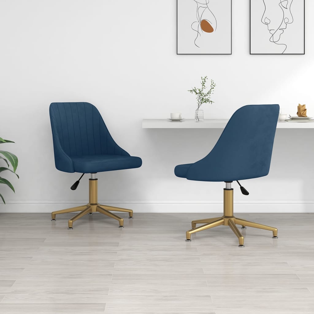 vidaXL Eetkamerstoel draaibaar fluweel blauw