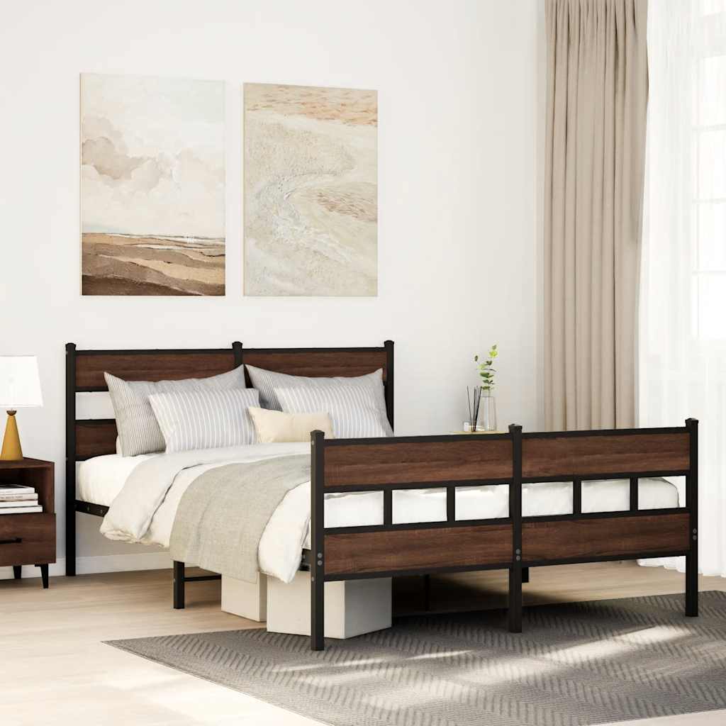 vidaXL Bedframe zonder matras metaal gerookt eikenkleurig 160x200 cm