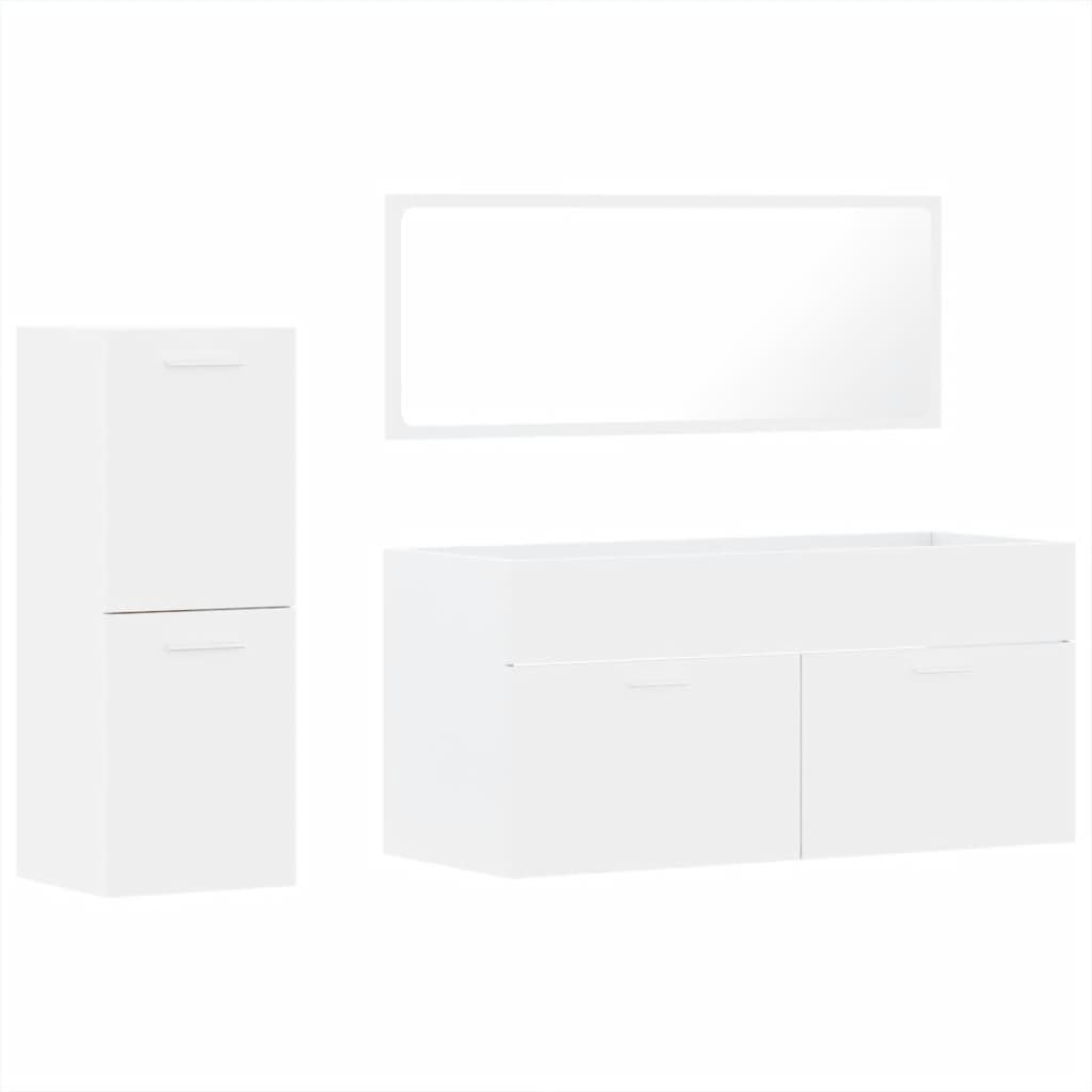 vidaXL 3-piece bathroom furniture set, processed wood, high-gloss white