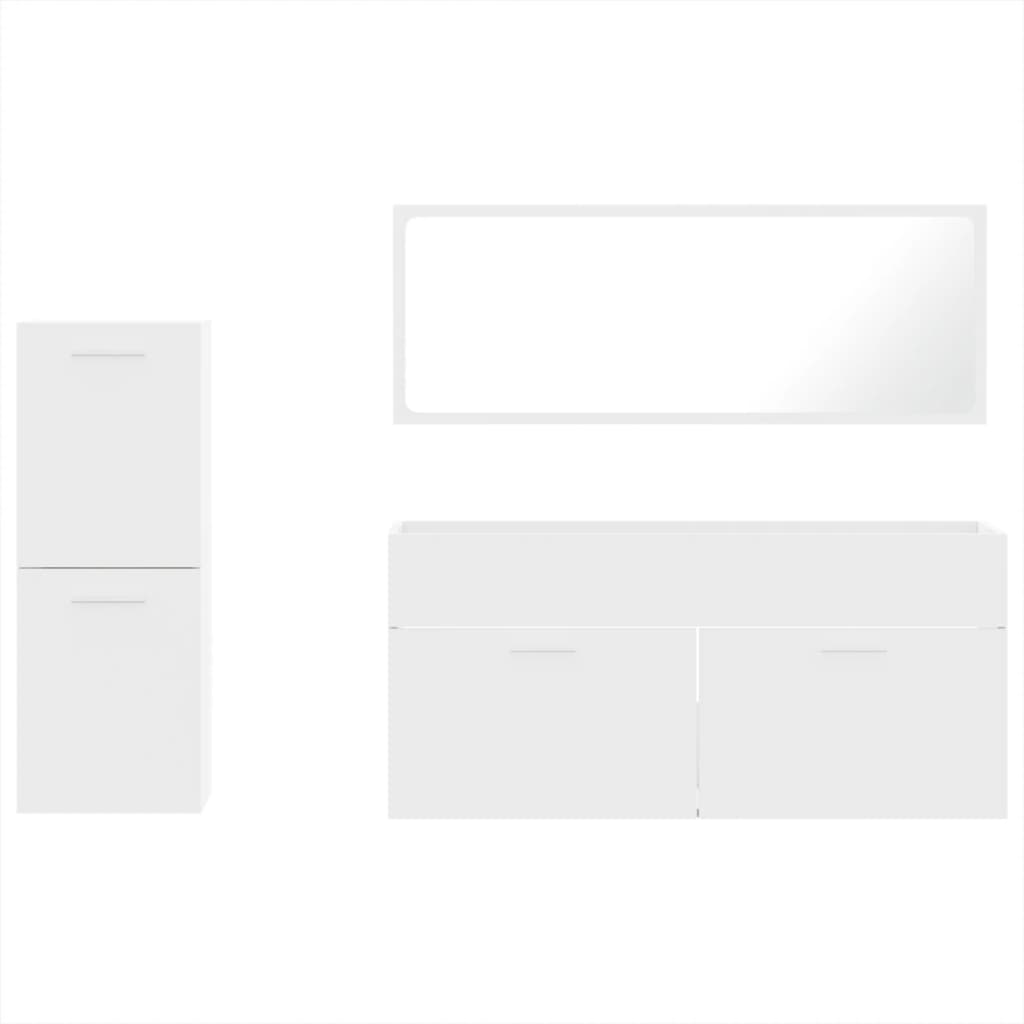 vidaXL 3-piece bathroom furniture set, processed wood, high-gloss white