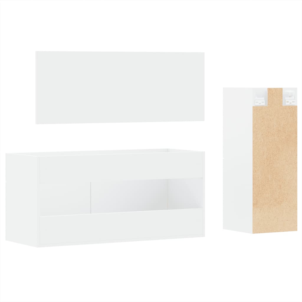 vidaXL 3-piece bathroom furniture set, processed wood, high-gloss white
