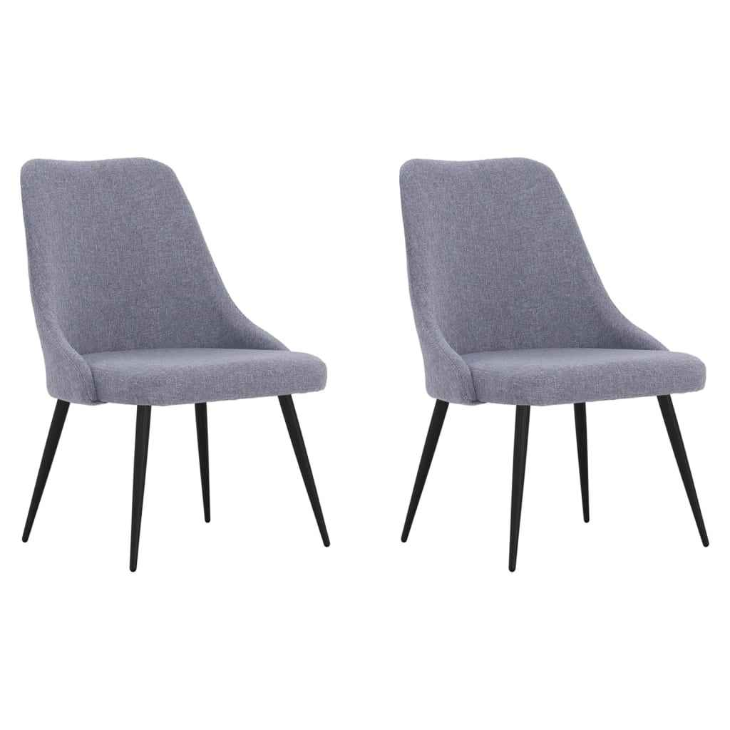 vidaXL Eetkamerstoelen 2 st stof lichtgrijs