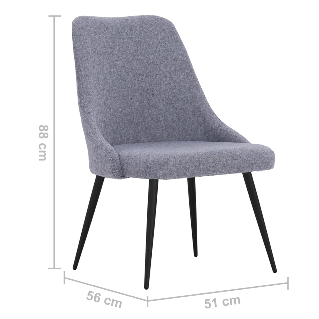 vidaXL Eetkamerstoelen 2 st stof lichtgrijs