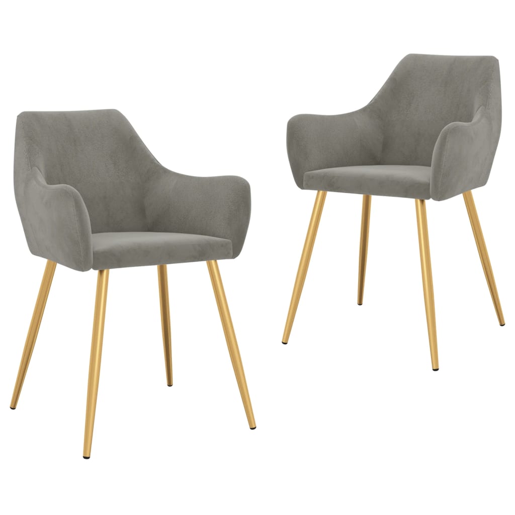 vidaXL Eetkamerstoelen 2 st fluweel lichtgrijs