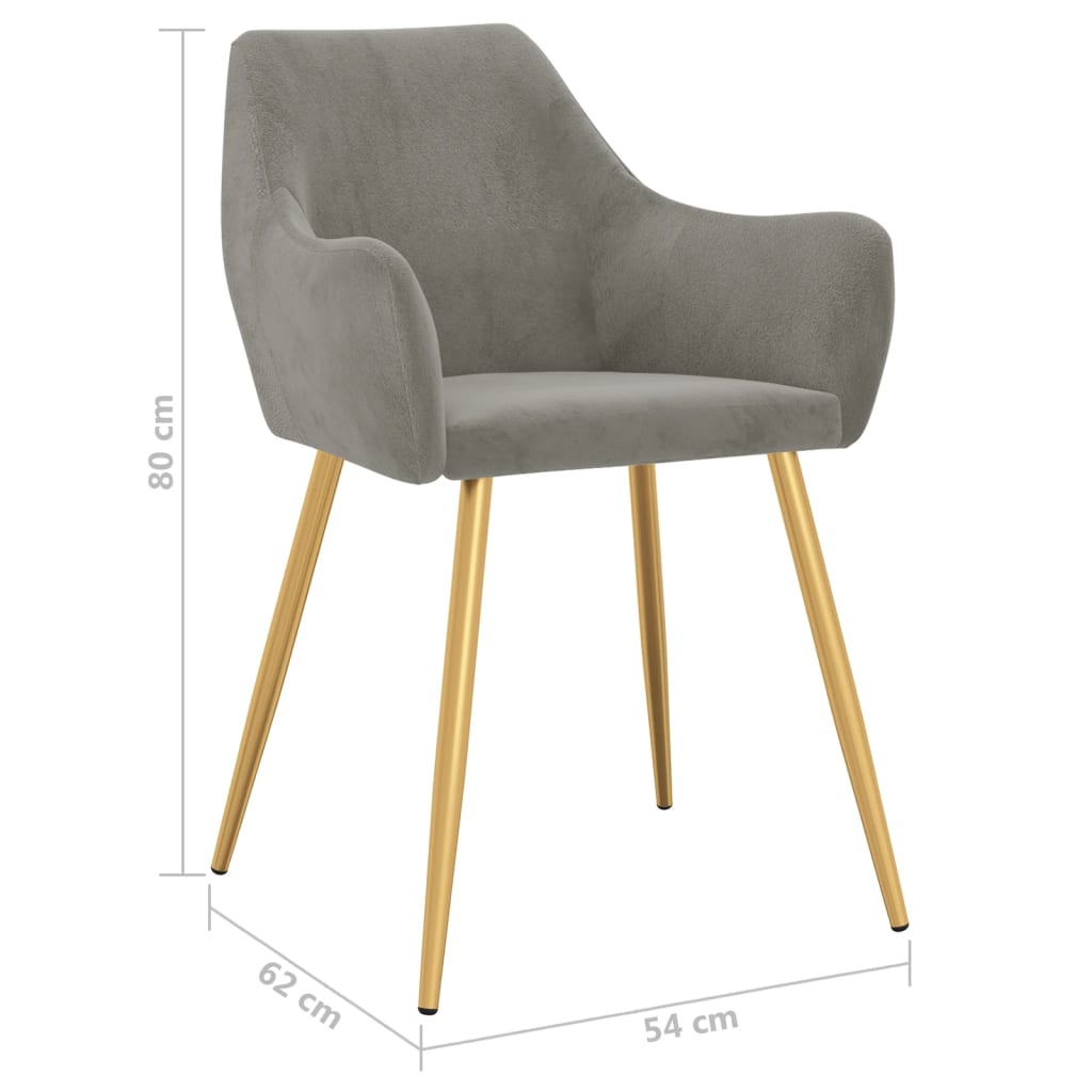 vidaXL Eetkamerstoelen 2 st fluweel lichtgrijs