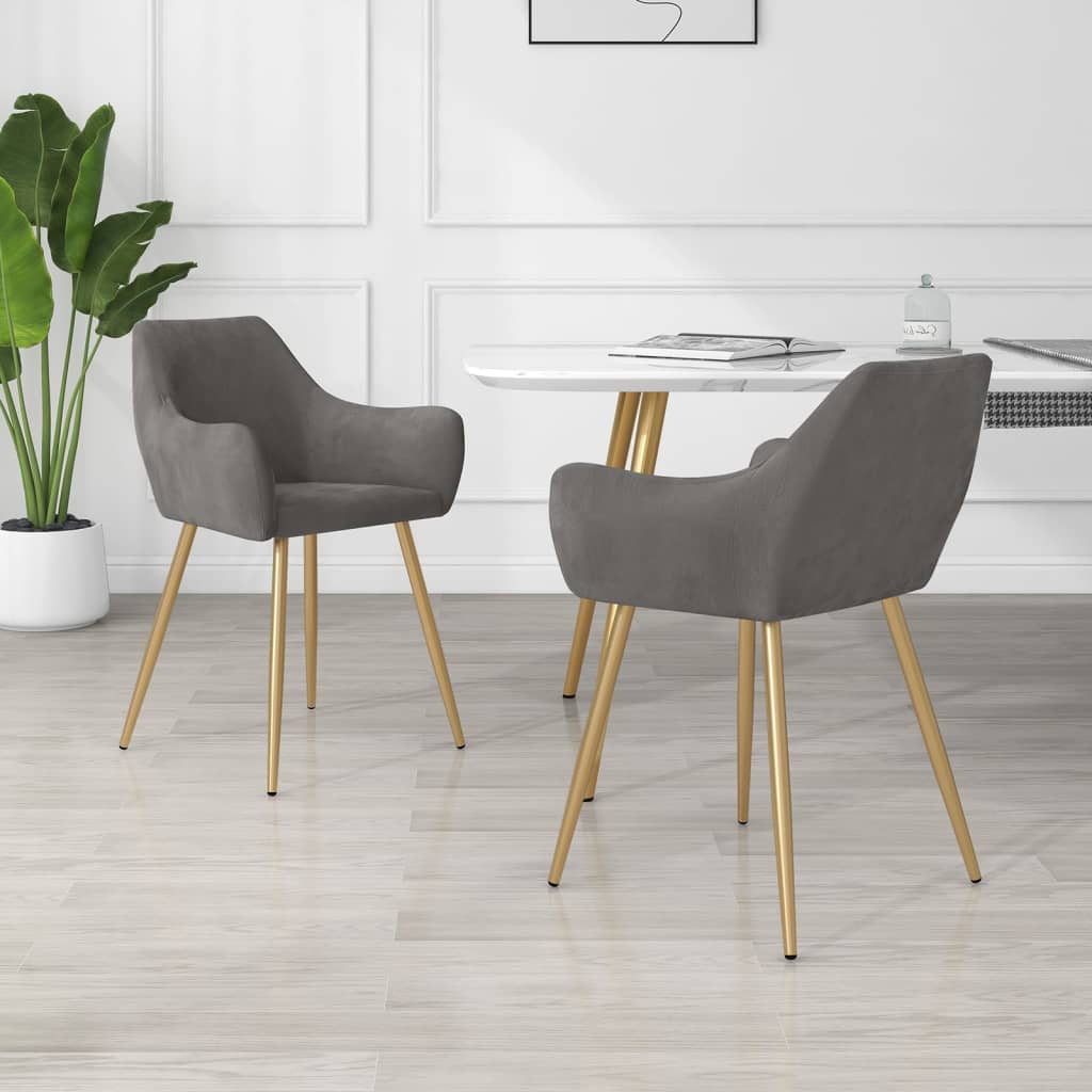 vidaXL Eetkamerstoelen 2 st fluweel lichtgrijs