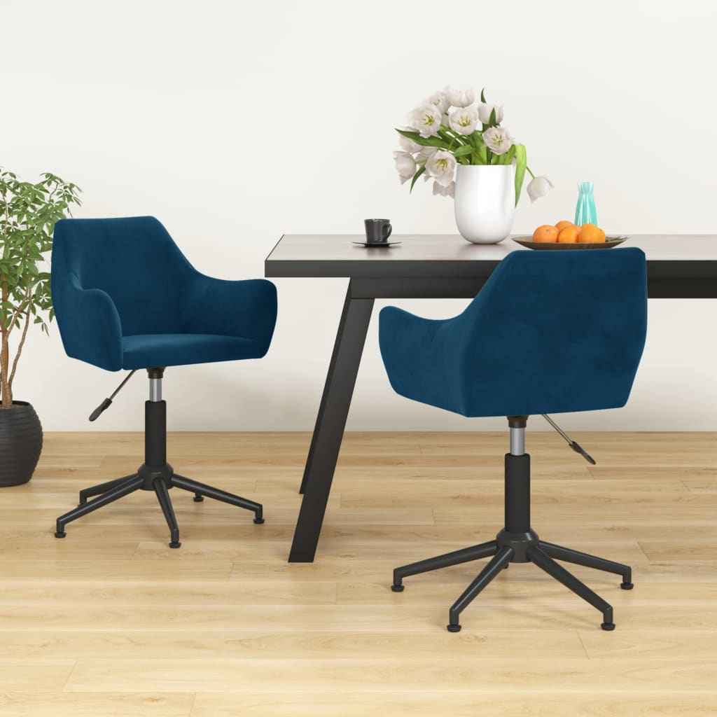 vidaXL Eetkamerstoel draaibaar fluweel blauw