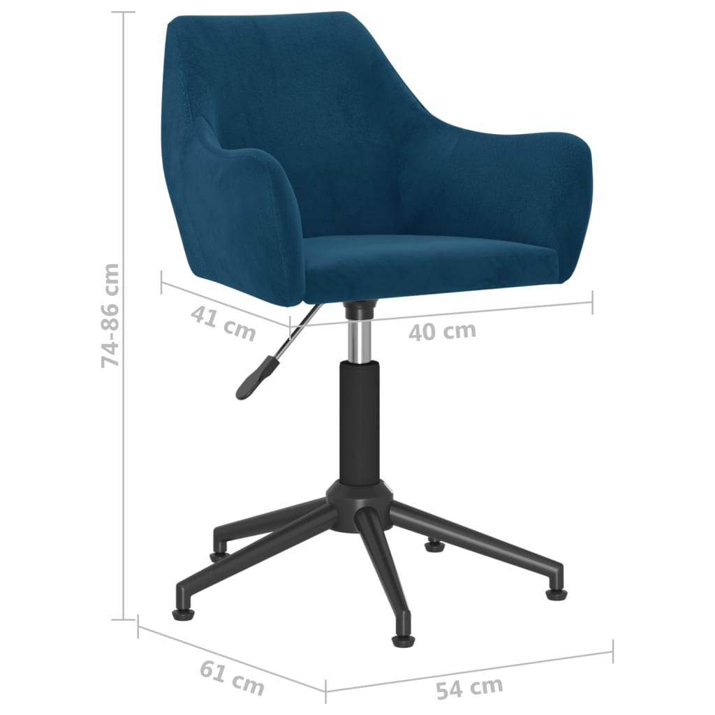 vidaXL Eetkamerstoel draaibaar fluweel blauw