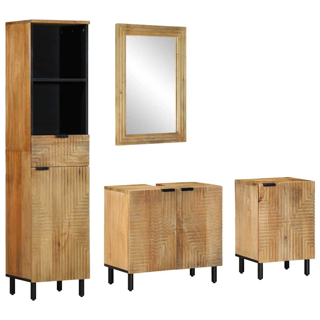 vidaXL 4-delige Badkamermeubel Set Bruin Massief Hout Acacia