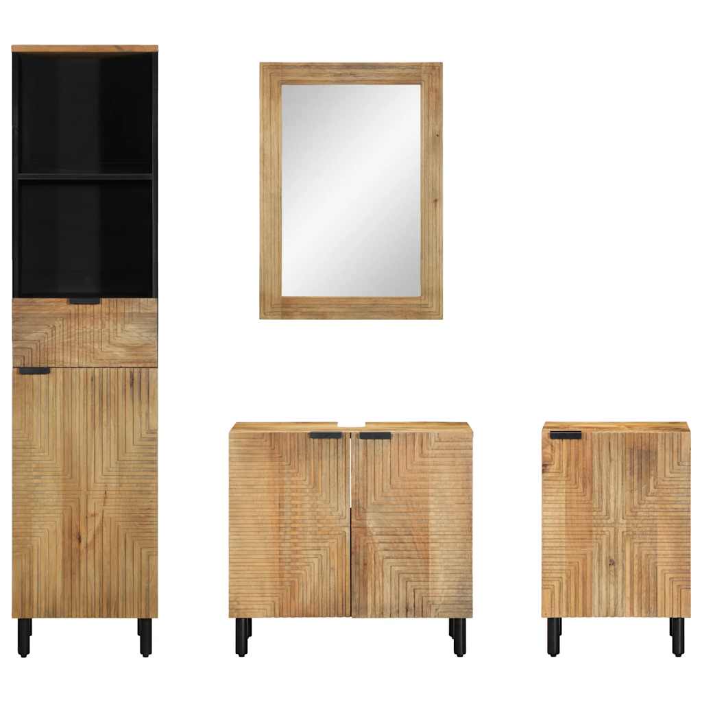 vidaXL 4-delige Badkamermeubel Set Bruin Massief Hout Acacia