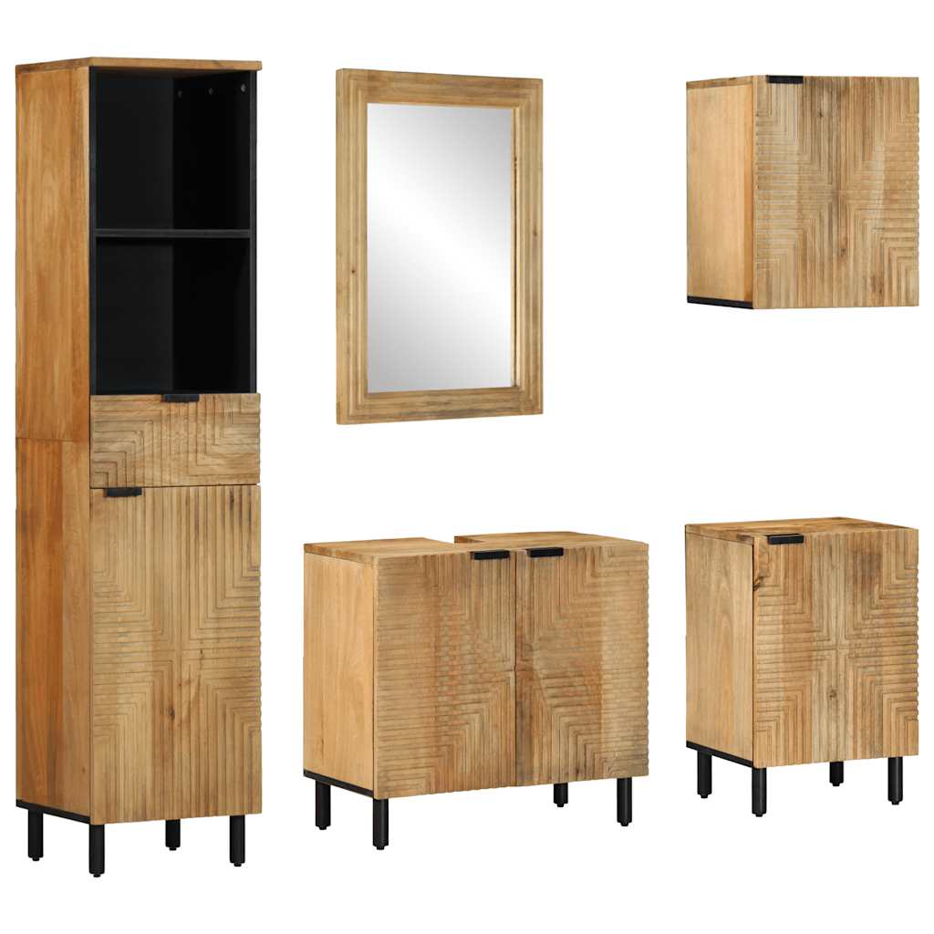 vidaXL Vijfdelige Badkamer Meubelset Bruin Massief Hout Acacia