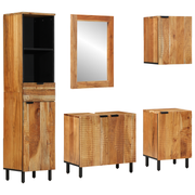 vidaXL Vijfdelige Badkamer Meubelset Bruin Massief Hout Acacia