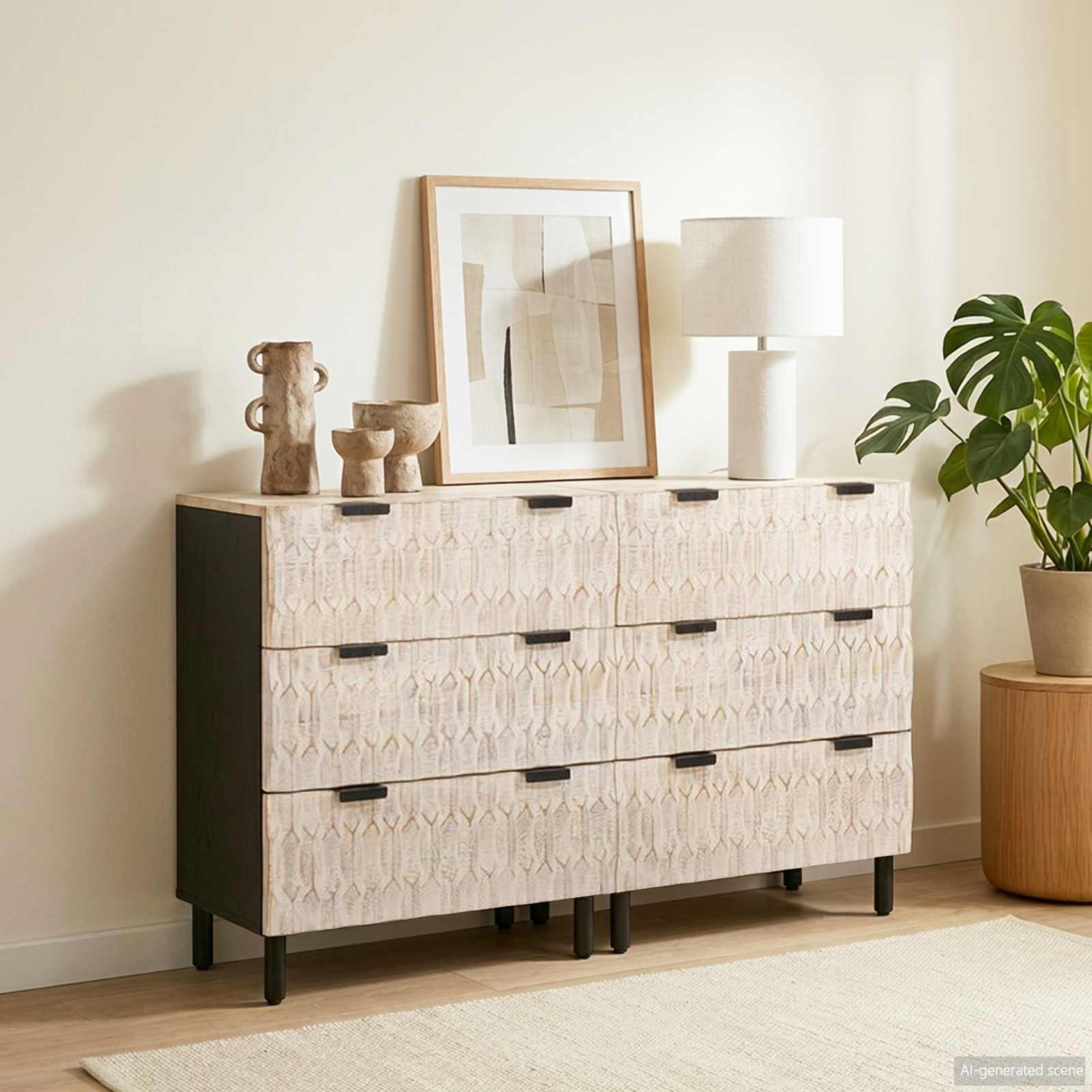 vidaXL Dressoir Witte Was Afwerking Massief Mango Hout