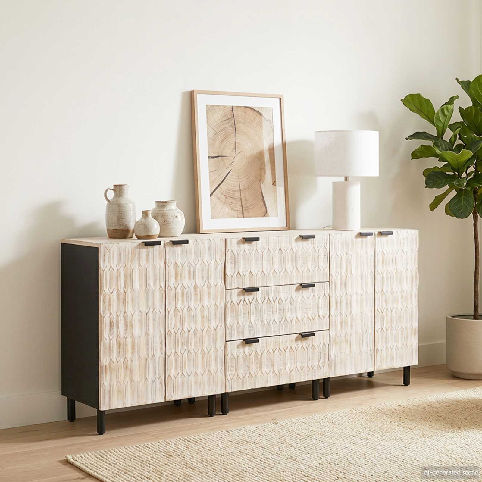 vidaXL Dressoir Witte Was Afwerking Massief Mango Hout