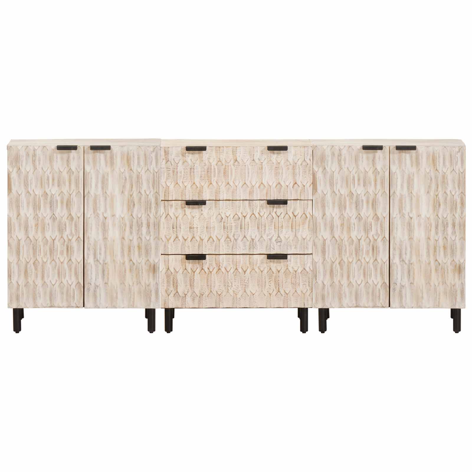 vidaXL Dressoir Witte Was Afwerking Massief Mango Hout