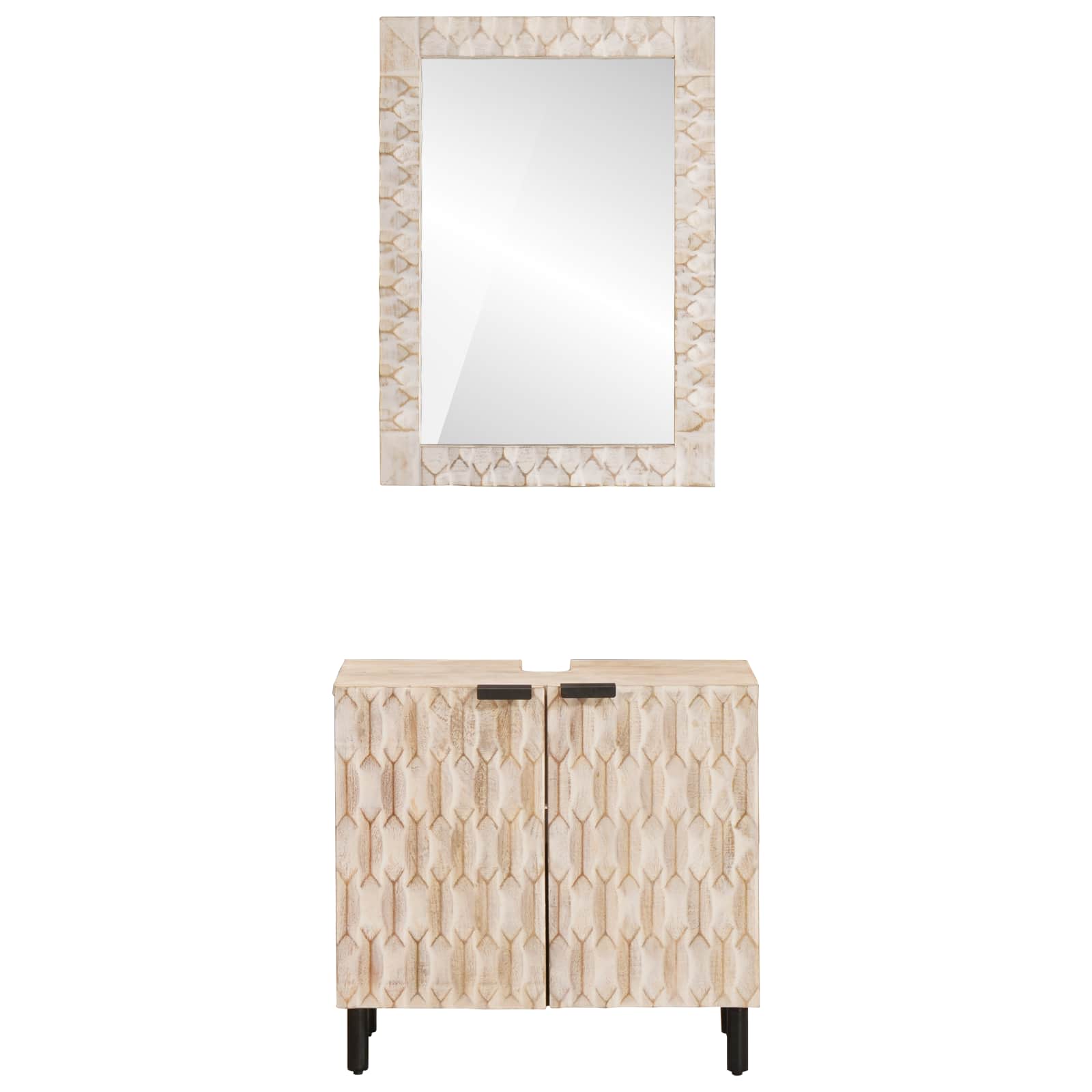 vidaXL Badkamer Sets met opslag Witte Was Afwerking Massief Mango Hout