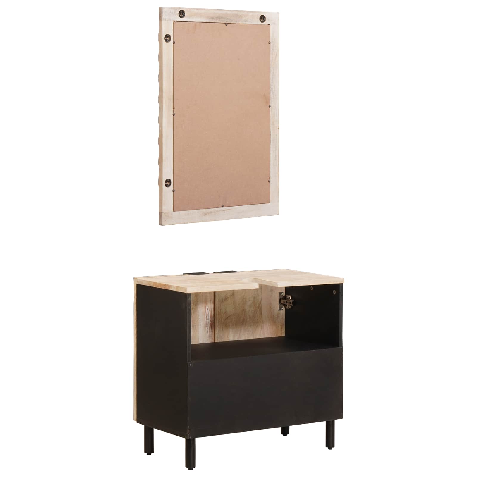vidaXL Badkamer Sets met opslag Witte Was Afwerking Massief Mango Hout