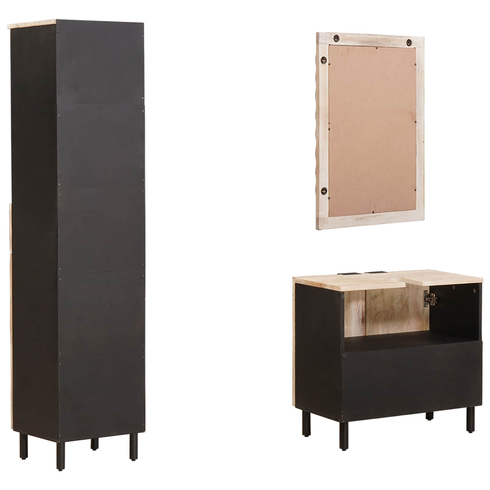 vidaXL Badkamer Sets met lade Witte Was Afwerking Massief Mango Hout
