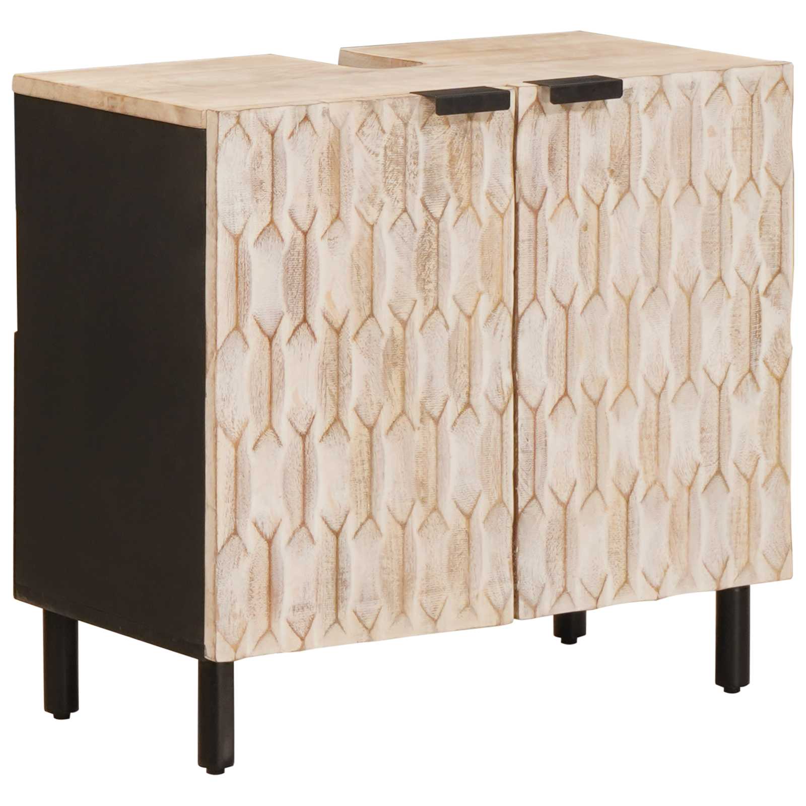 vidaXL Badkamer Sets met lade Witte Was Afwerking Massief Mango Hout
