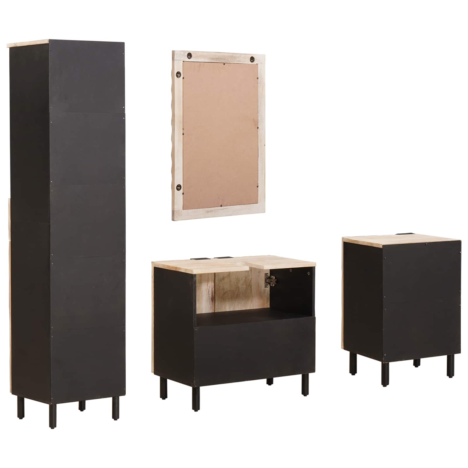 vidaXL Badkamer Sets met lade Witte Was Afwerking Massief Mango Hout