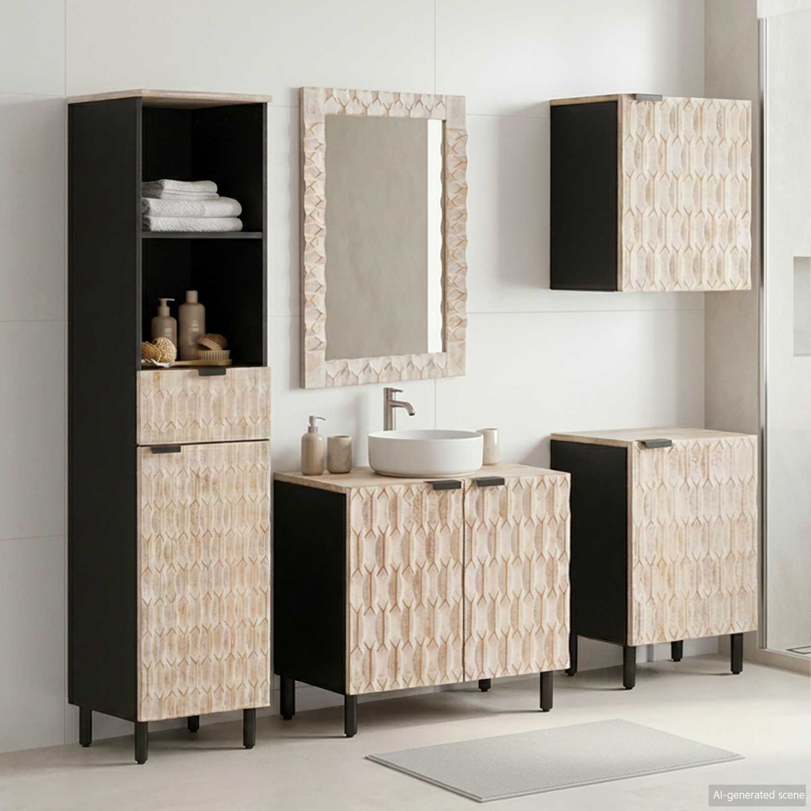 vidaXL Badkamer Sets met lade Witte Was Afwerking Massief Mango Hout