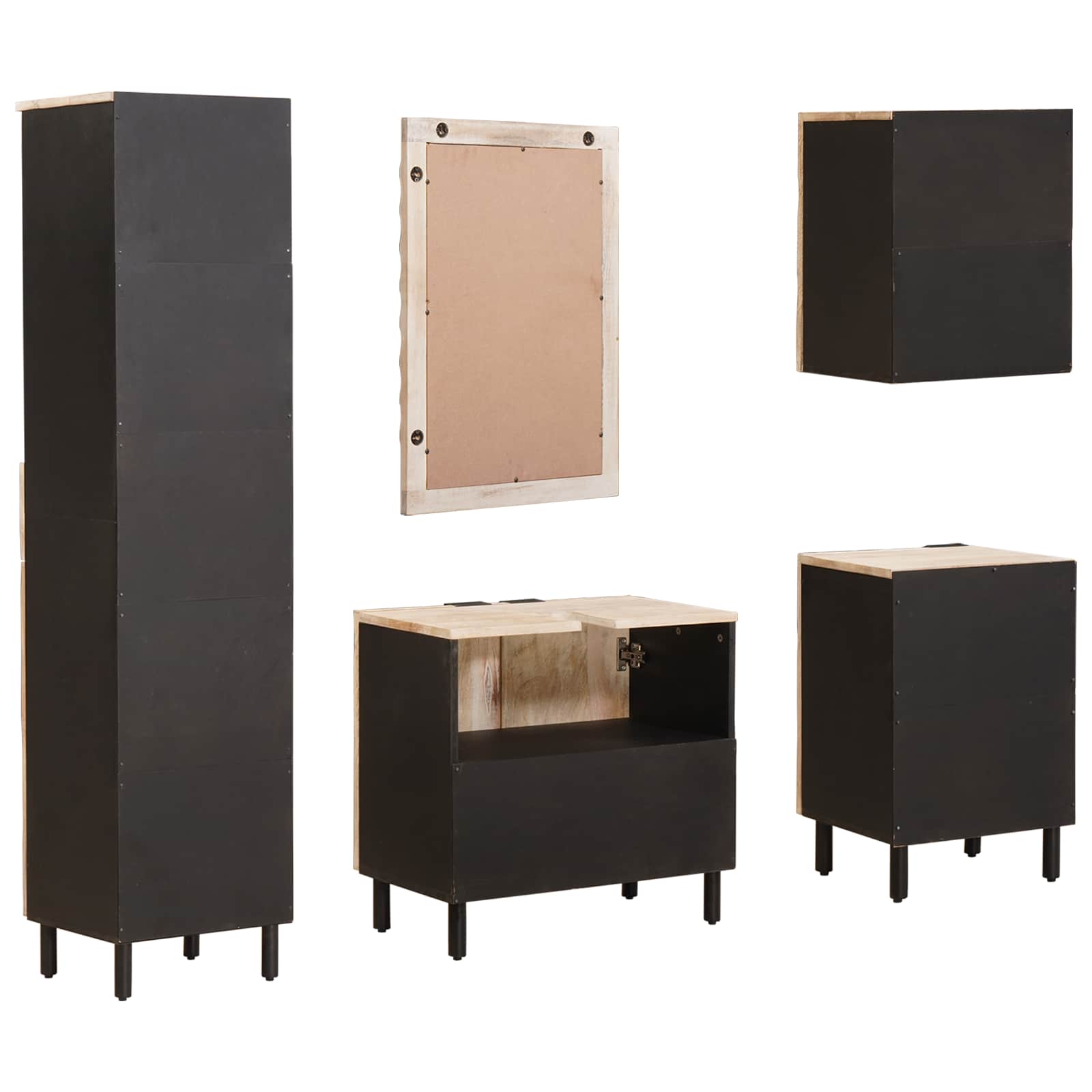 vidaXL Badkamer Sets met lade Witte Was Afwerking Massief Mango Hout