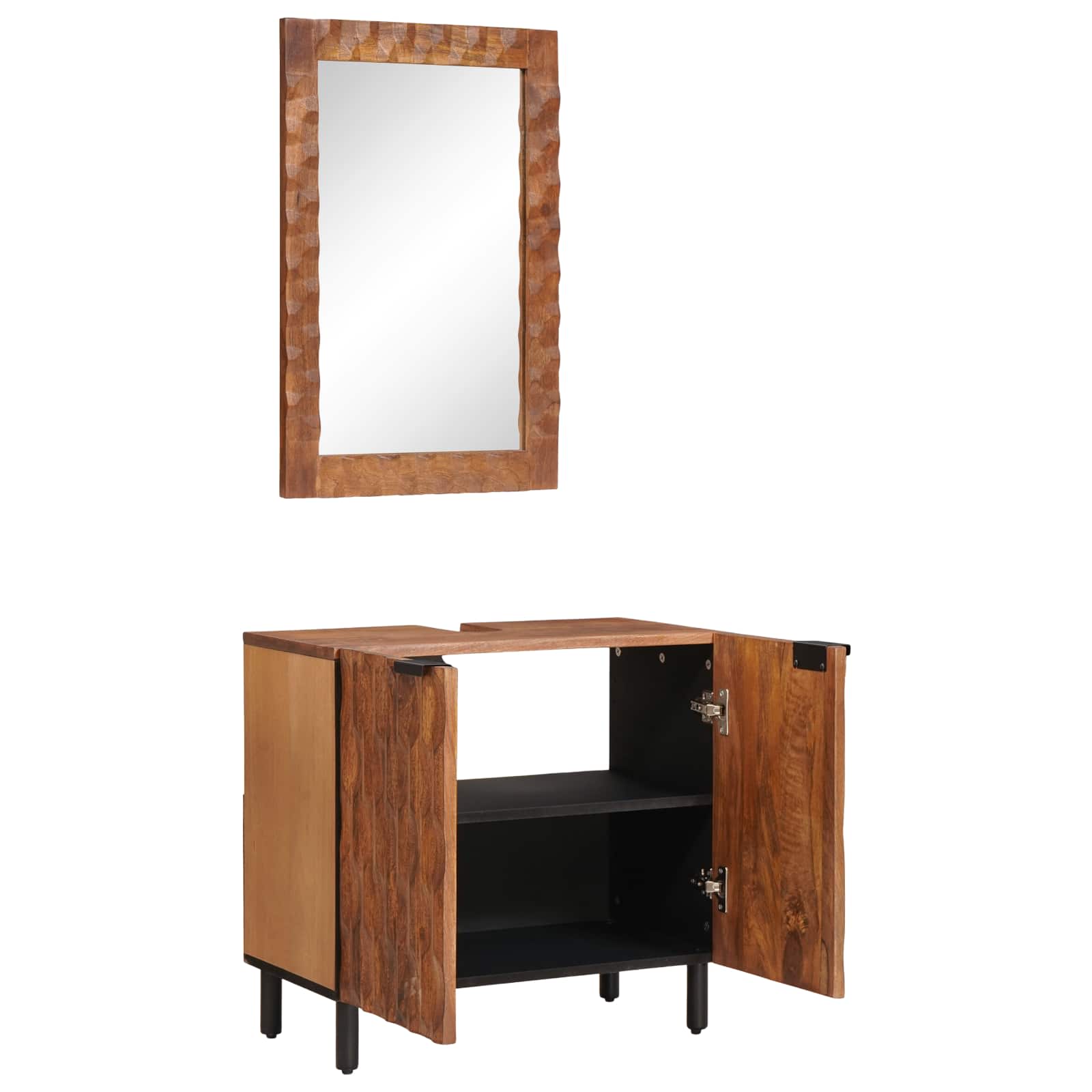 vidaXL Badkamer Sets met opslag Witte Was Afwerking Massief Mango Hout