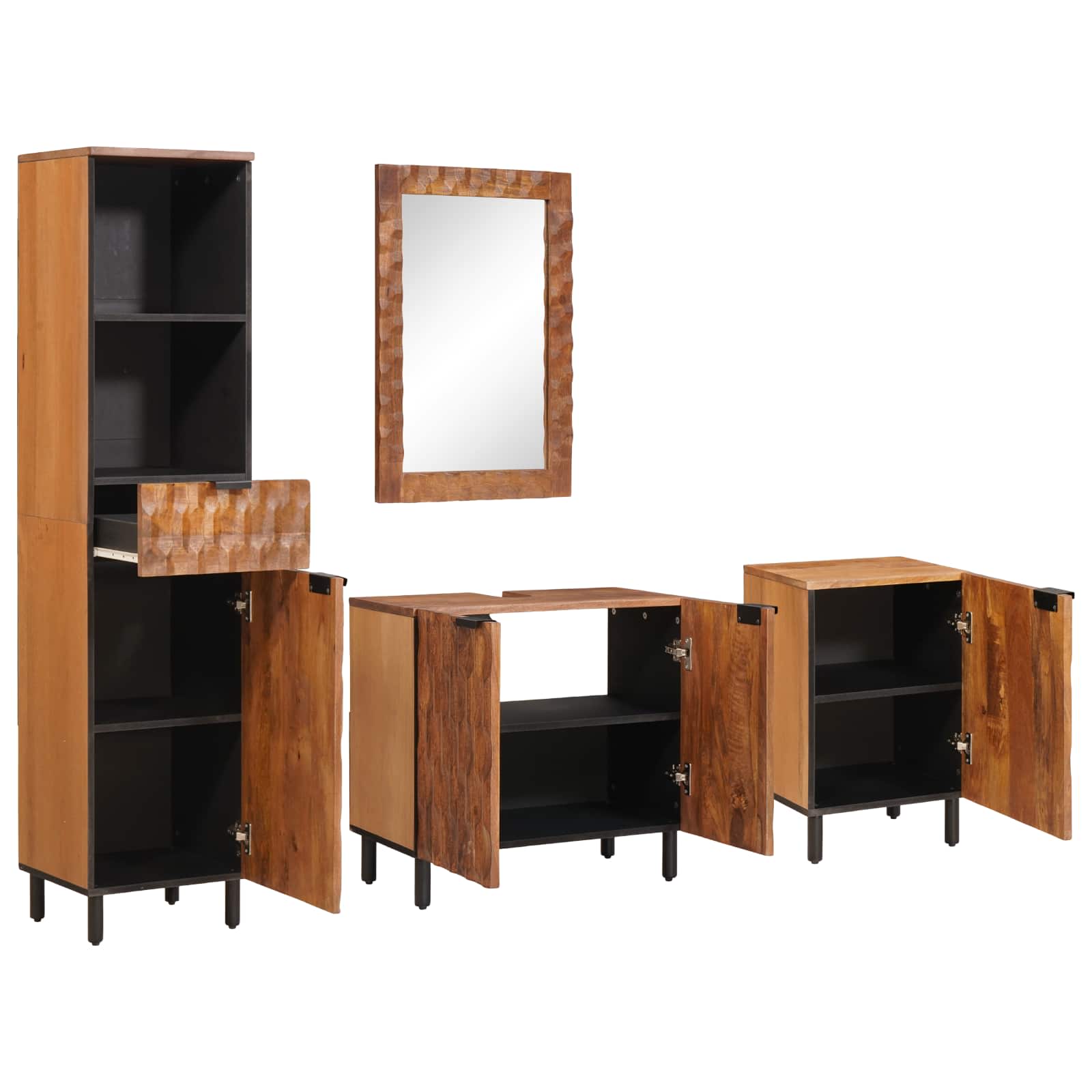vidaXL Badkamer Sets met lade Witte Was Afwerking Massief Mango Hout