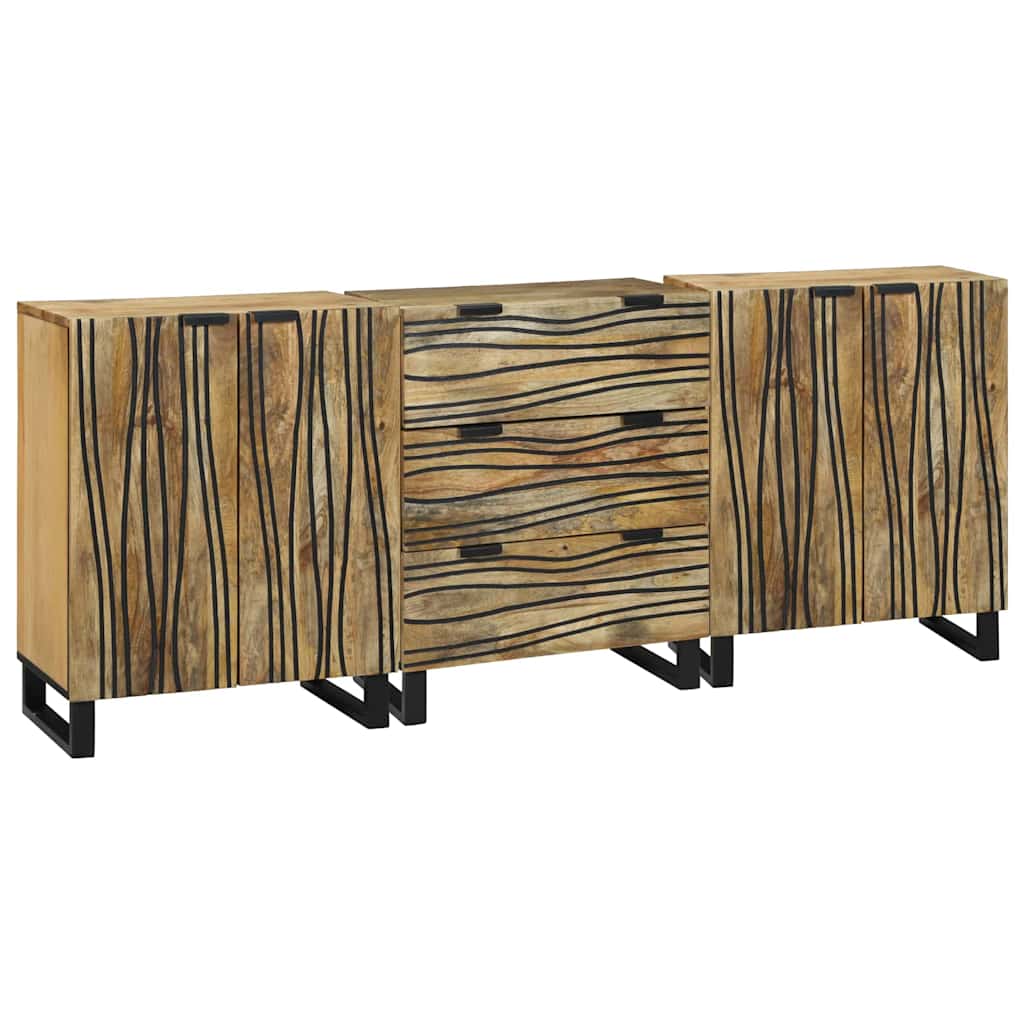 vidaXL Badkamermeubelset met lade met plank met opslag met de deur 3 pcs Bruin Medium Massief hout