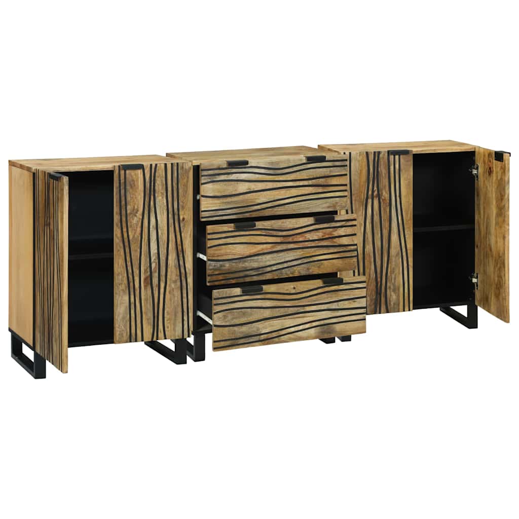 vidaXL Badkamermeubelset met lade met plank met opslag met de deur 3 pcs Bruin Medium Massief hout